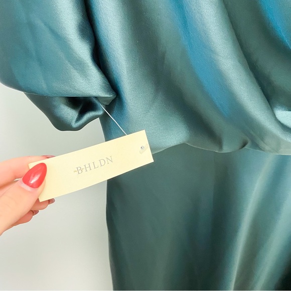 NWT Anthropologie Amsale Pryce Off-the-Shoulder Column Dress Dark Green Size 8 - Picture 10 of 13